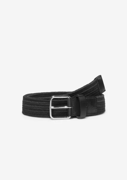 Marc O'polo Cinturones Hombre Complejidad Black Cinturón Trenzado De Material Elástico Y Reciclado
