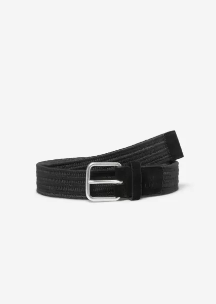Hombre Cinturón Trenzado De Material Elástico Y Reciclado Black Marc O'polo Cinturones Precio De Mercado